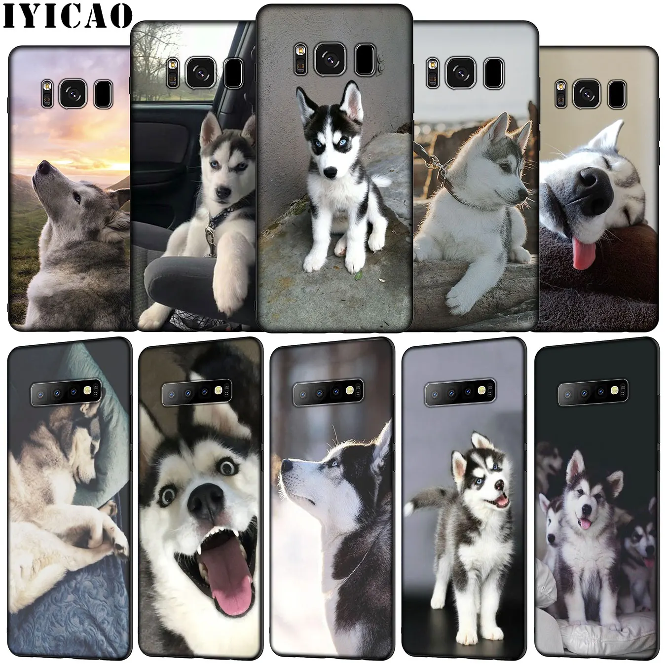 IYICAO Lovely puppy dog husky Soft Silicone Phone Case for Samsung Galaxy S20 Ultra S10e S9 S8 Plus S6 S7 Edge S10 Lite Cover | Мобильные