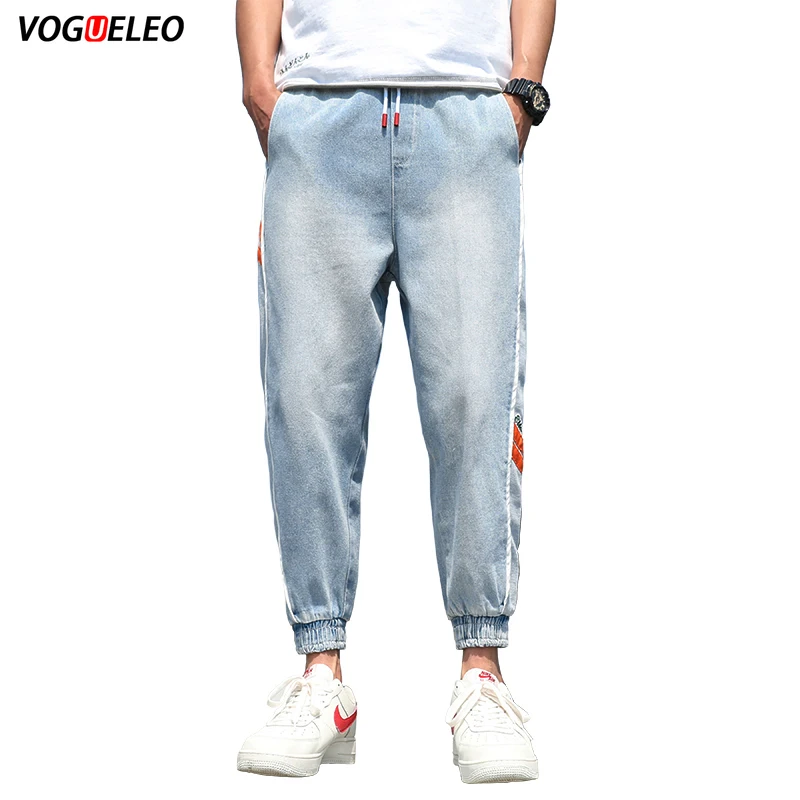 VOGUELEO/модные джинсы 2019 года для мужчин Осенние светлая моющиеся свободные штаны