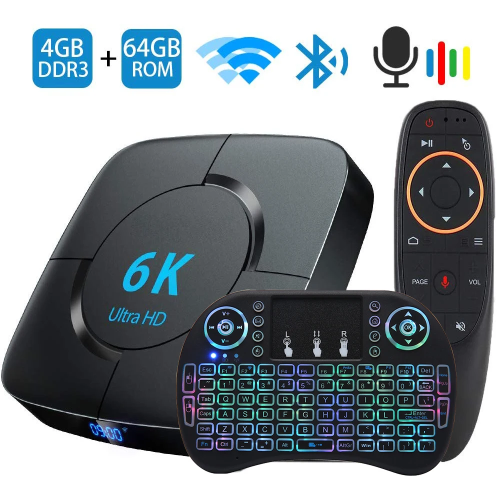Android 9,0 4G 64G tv BOX 6K Youtube Google Assistant 3D видео ТВ приемник Флешка Box Play Store Smart Set top Box