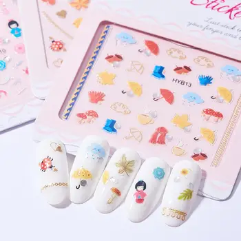 

10 pcs Nail stickers, nail accessories, plant animal umbrella, nail stickers, elegant stickers