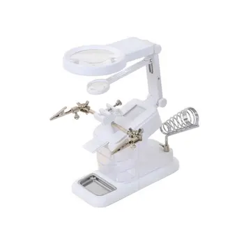 

Desktop Magnifier Auxiliary Clip Magnifying Tool Multifunctional Electric Iron Stand Magnifying Glass with LED