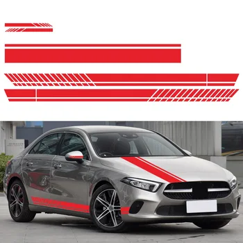 

Fine Quality 5Pcs Car Side Door Body Hood Rearview Mirror Decal Stripes Sticker Racing Decals Auto Exterior Accssories