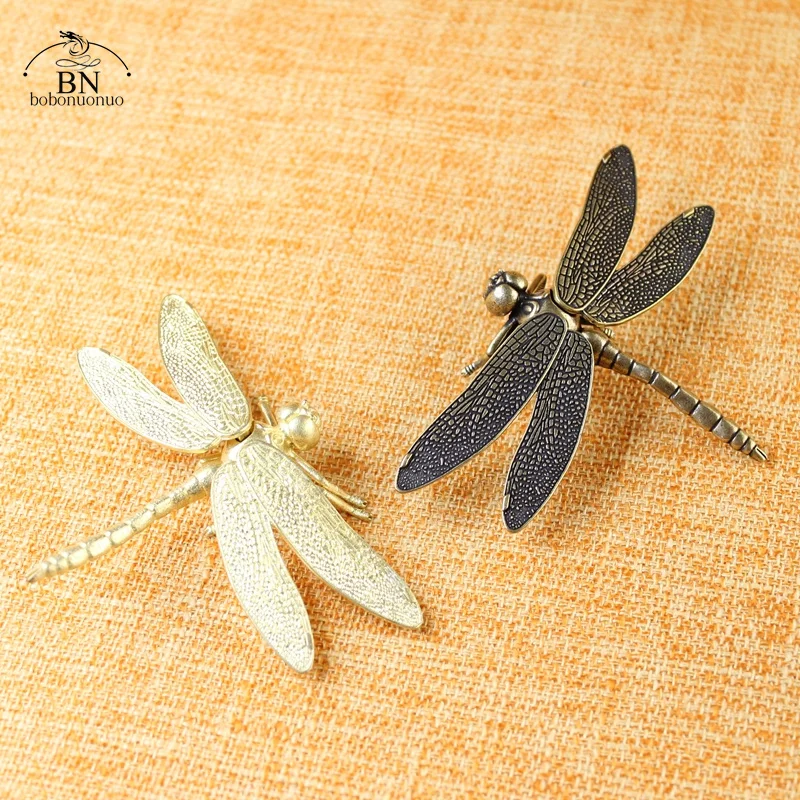 New Design Brass Dragonfly Figurines Simulation Animal Toy Removable Wings Office Desk Ornament Living Room TV Cabinet Decors | Дом и сад