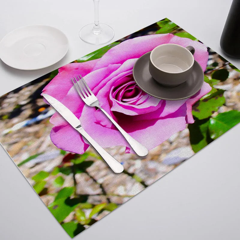 SEAAN Flower Patton Placemats водонепроницаемый полиэстер хлопок и линия Coaster вечерние аксессуары для дома кухонные декоративные настольные коврики - Цвет: 136