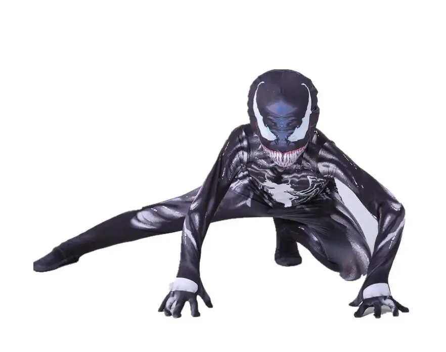 Детский костюм Venom для мальчиков; костюм супергероя Venom; костюм Человека-паука; комбинезон; костюм на Хэллоуин для взрослых детей