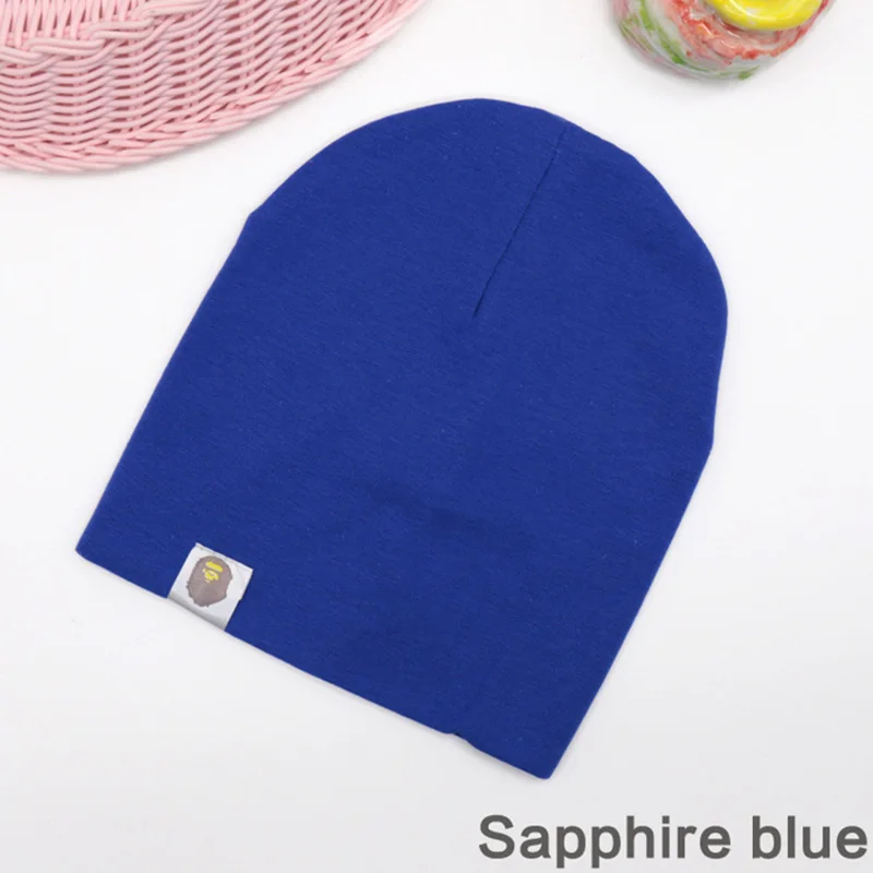 royal blue Новая детская шапка в стиле хип-хоп для уличных танцев, хлопковая шапка для малышей на весну и осень, шарф для мальчиков и девочек, зимняя теплая одноцветная детская шапка - Цвет: royal blue