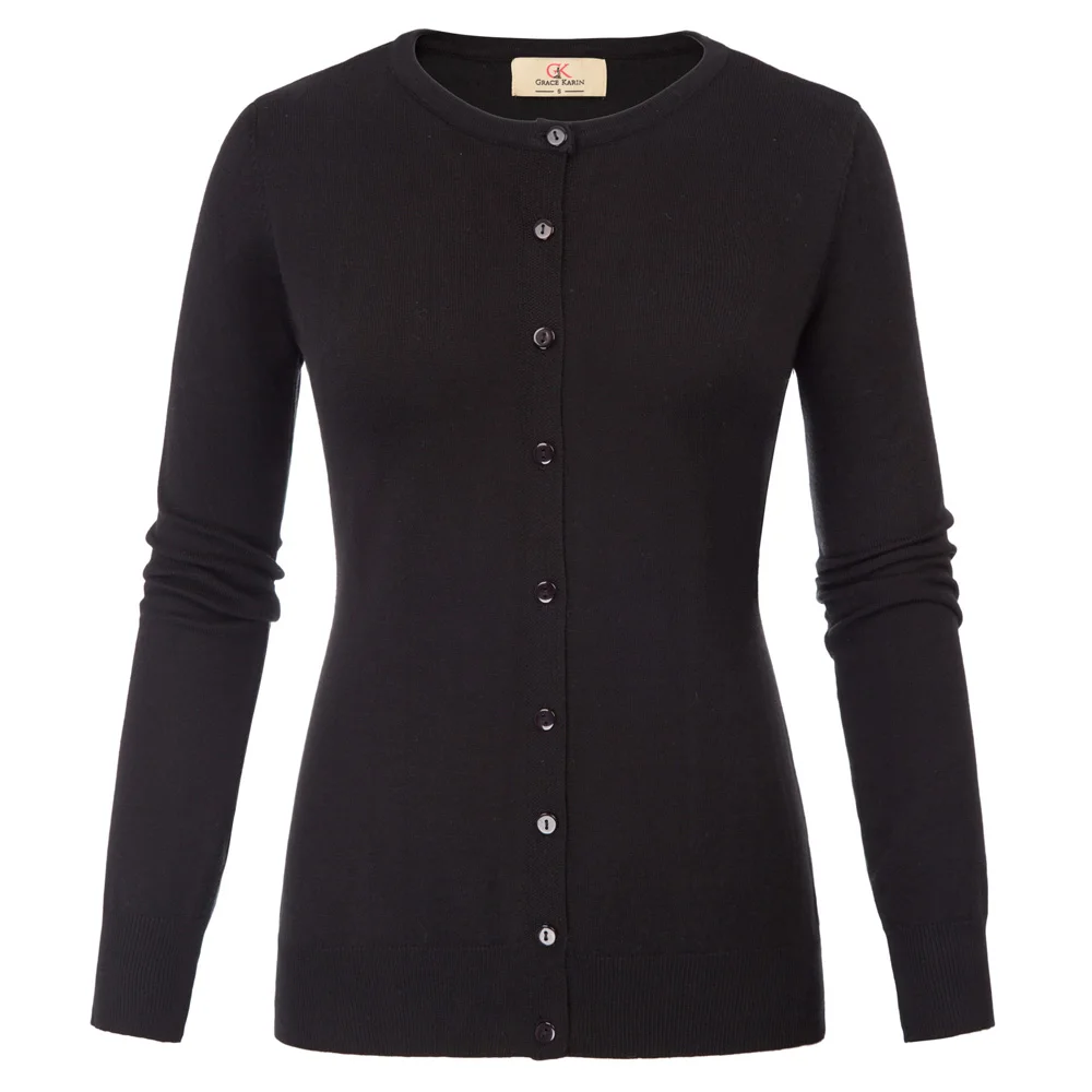 New solid soft coat Women spring fall ladies female Long Sleeve Crew Neck Button Placket Knitwear Knitt