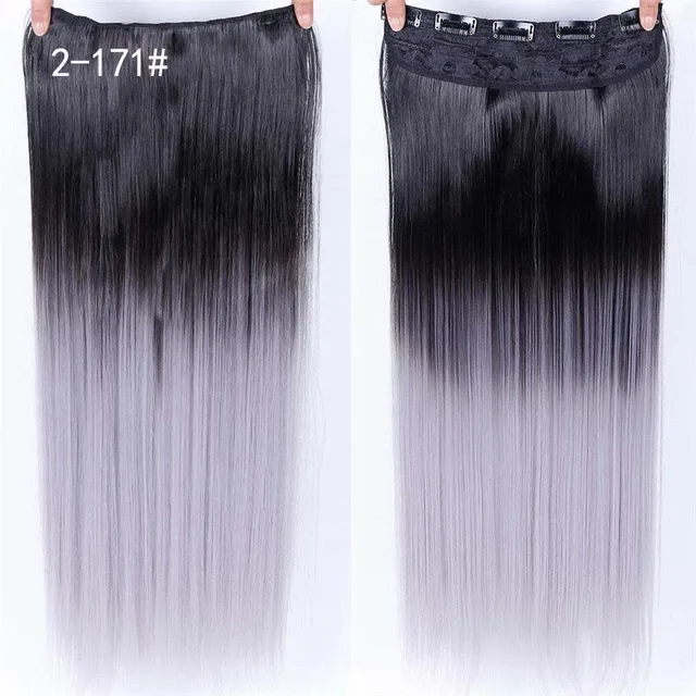 DIFEI Synthetic 24 Inch 5 Clip Long curly Women Clip in Hair Extensions Black Brown High Tempreture Hair Piece #12