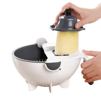 

2000ML Multi-function Vegetable Cutter Manual Potato Shredder Radish Grater Drain Basket Kitchen Tools Artifact Separable Basket