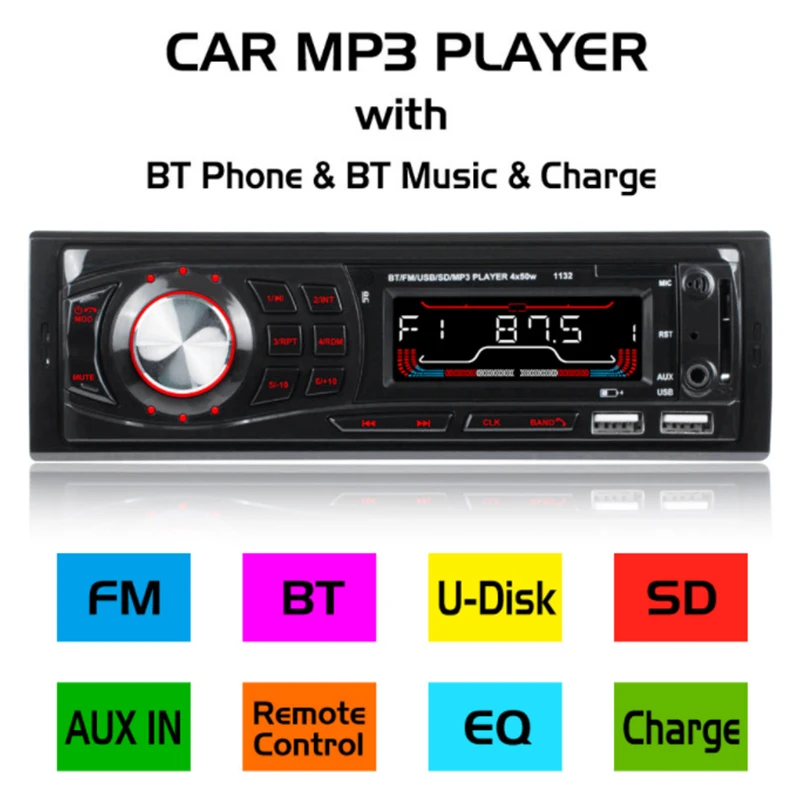 Авто Аудио Автомобильный MP3-плеер умный автомобиль mp3 Bluetooth музыка 1132 DC 12-30V Премиум