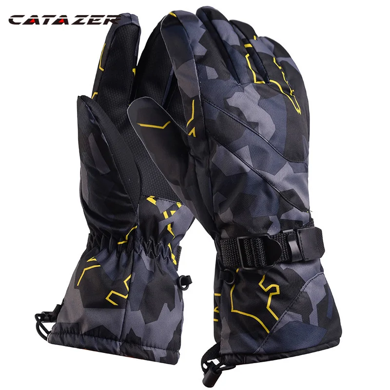 

Men Women Thermal Ski Gloves Camouflage Snowboarding Gloves Snowmobile Motorcycle Riding Windproof Waterproof Gloves Snow Gloves