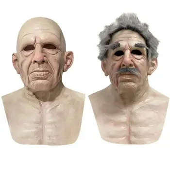 

Adult Funny Mask Old Man Mask Cosplay Props Fun Joke For Party Halloween Silicone Horror Prank Toys People Face Simulation Mask