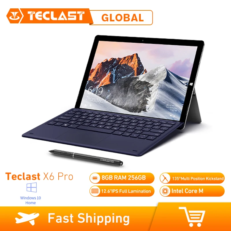 Teclast X6 PRO планшетный ПК 8 Гб RAM 256 ГБ ROM двухъядерный Windows 10 Home 12 6 дюймов 1920*2880 FHD IPS