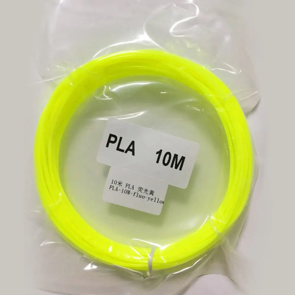 fluo yellow Нить для 3d принтера, 10 метров, PLA 1,75, подарок на день рождения, нить для 3D ручки, пластиковая PLA нить для 3D печати, ручка для рисования - Цвет: fluo yellow