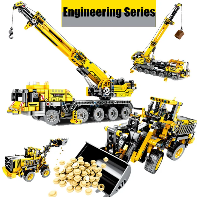 Новый сембо блок городской кран экскаватор инженерный грузовик Fit Technic фигурки