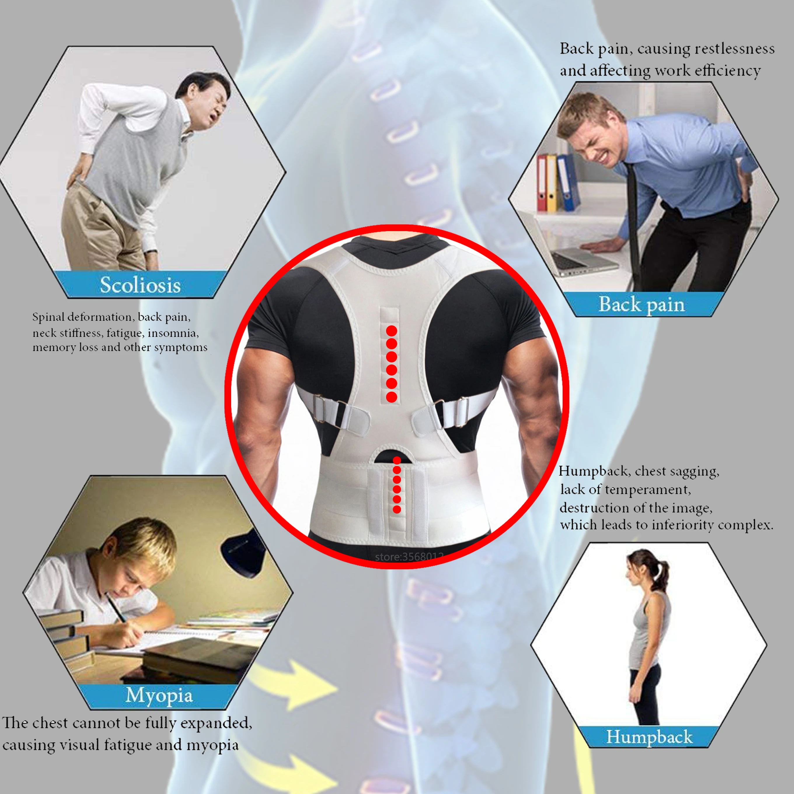 Upper Back Brace Support Spinal Column Belt Posture Corrector Lumbar Corset  For Posture De Postura Back Belt Slouching Hunching|Braces & Supports| -  AliExpress