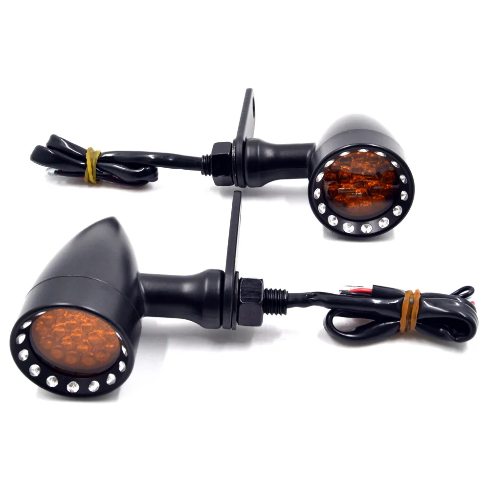 Black Amber Lens Универсальный мотоцикл светодиодный поворотник светильник индикатор светильник s M10 кронштейн адаптер крепления - Цвет: Black Amber Lens