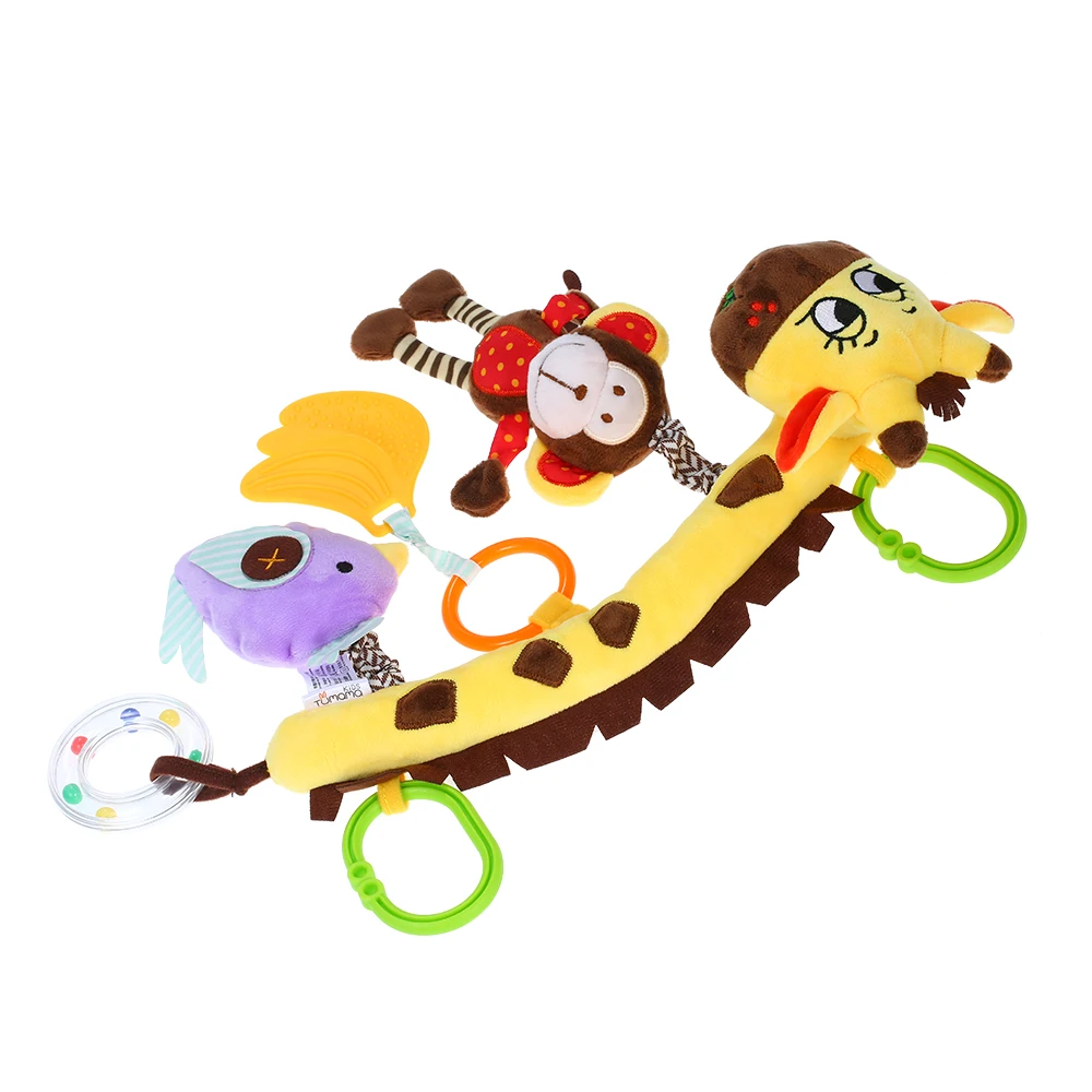 Милая детская коляска-прорезыватель с погремушками на автомобильное сиденье, жираф, спиральные игрушки, детская кроватка, висячая погремушка, игрушки для прорезывания зубов, аксессуары для путешествий