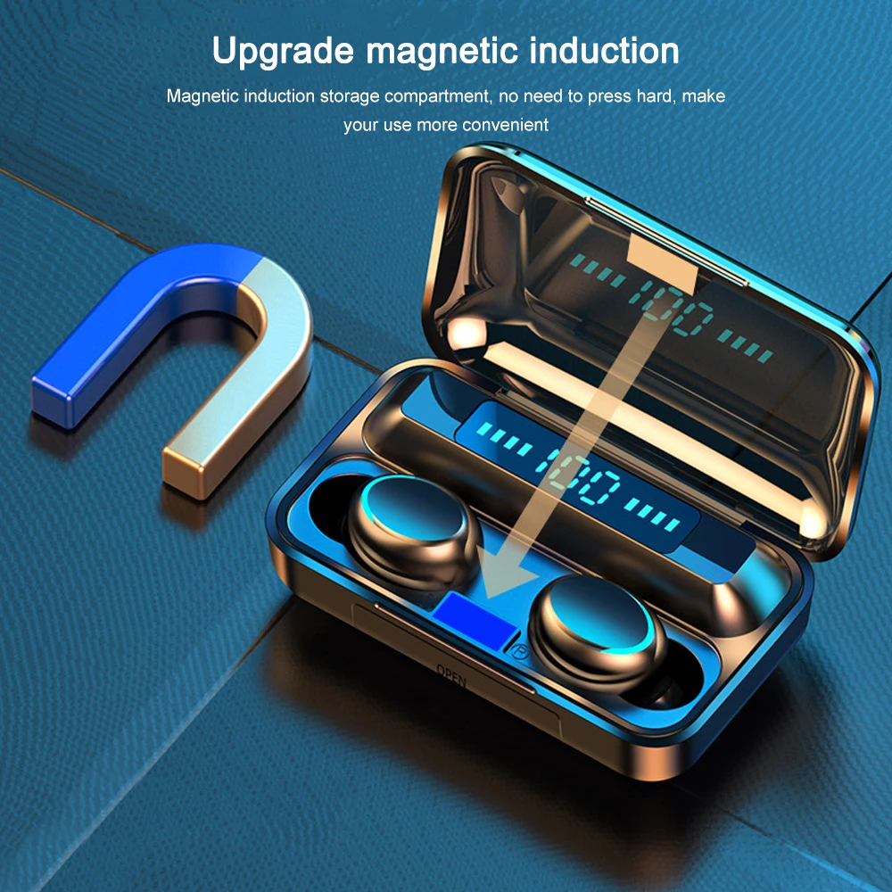Новые F9 TWS беспроводные Bluetooth наушники с сенсорным управлением 9D стерео гарнитура