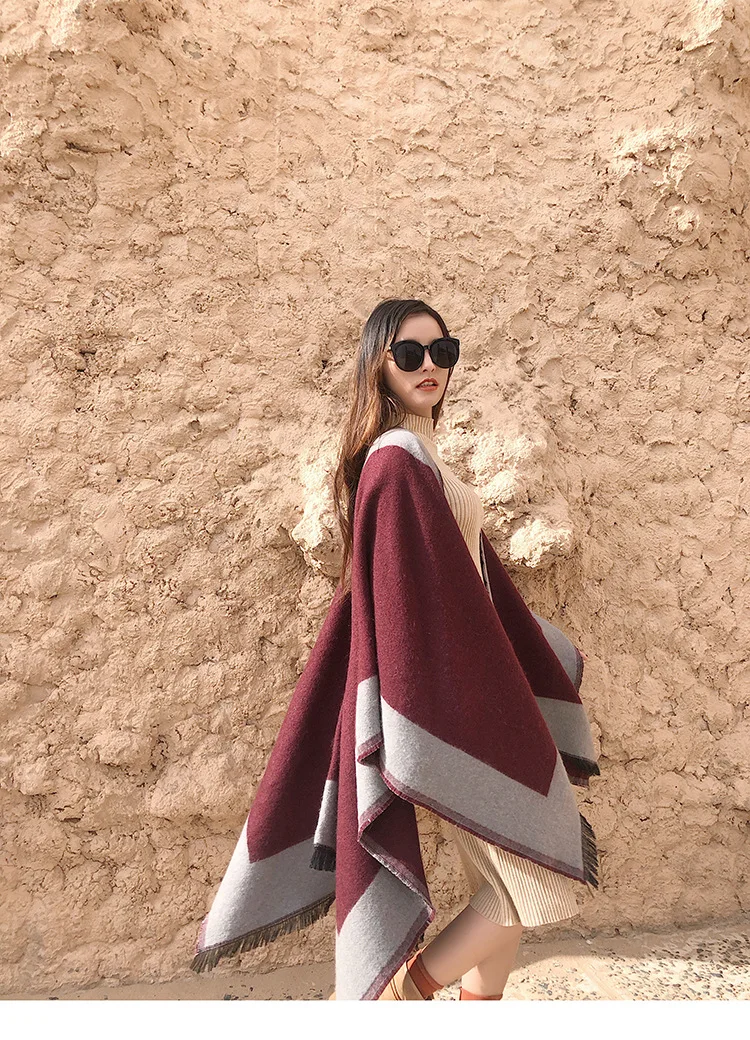 2019New шаль Зимний кашемировый шарф для женщин более размера чистый непальский пустынный Национальный Ветер плащ осень девушка шарф для поездок накидка