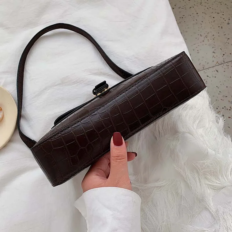Crocodlie Belt Buckle Designer Pu Leather Crossbody Bags For Women Shoulder Messenger Bag Lady Stone Pattern Handbags Purse