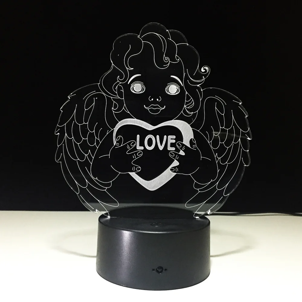 Любовь ангел 3d Led Usb Led ночник Lampara Led Escritorio прикроватная настольная лампа ночник дети Лава 3d светодиодный фонарик