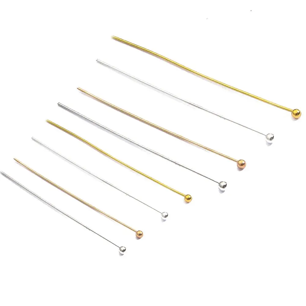 200pcs/lot 16 20 25 30 35 40 50 mm Gold Silver Color Metal Head Ball Pins For Diy Jewelry Making Finding Supplies