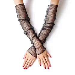 Двойной Функция Женская Мода летние шелковые сетчатые анти-УФ перчатки до локтей или нога кружевные сетчатые носки