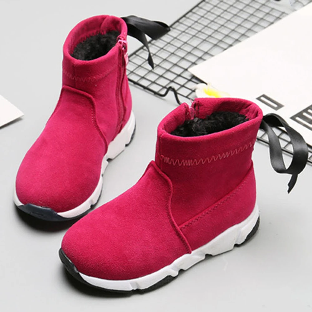 

Warm Girls Boots Winter Kids Snow Boots Kids Bowknot Shoes Kids Ankle Boots Ribbon Bow Toddler Platform Boots bottine fille D25