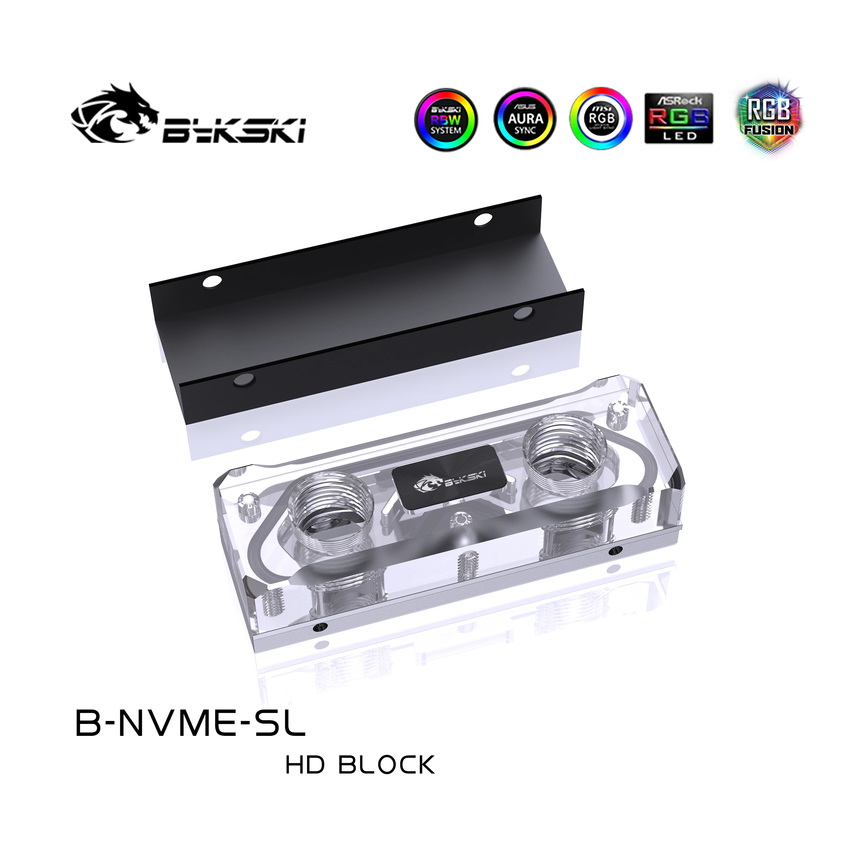 Bykski-ssd Full Acrílico Water Cooling Block Use para Solid State Drive Hard Disk Cooler Radiator B-nvme-sl M.2 - Imagem 3