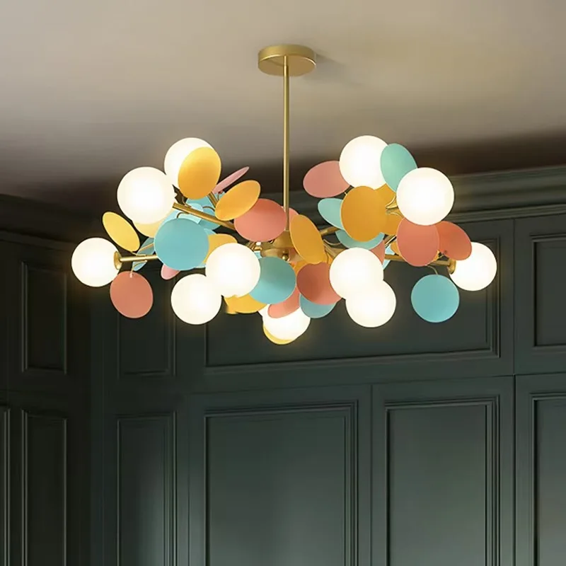 Modern Glass Ball Led Ceiling Chandelier for Bedroom Children's Living Room Pendant Lamp Home Decoration Indoor Lighting Fixture