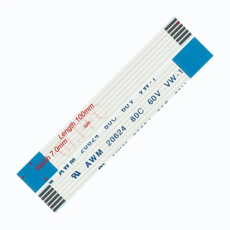 6pin 1,0 шаг 100 мм-2100 мм B-type Гибкий плоский кабель FFC awm 20624 ROHS для ttl lcd DVD Компьютера - Цвет: 100