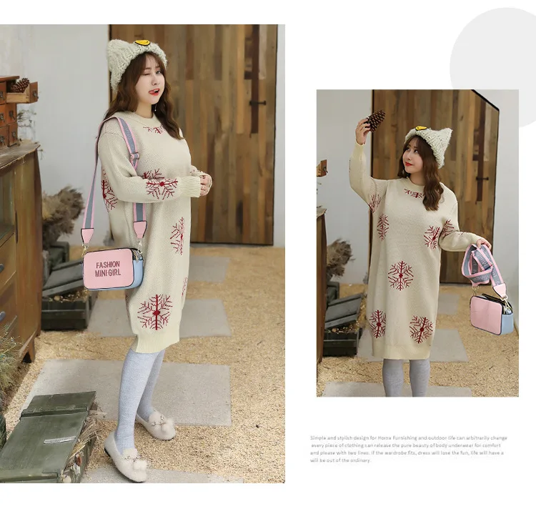 Autumn& Winter New Products Plus-sized Large Size Dress Large GIRL'S Long Snowflake Sweater Knitted Skirts M040