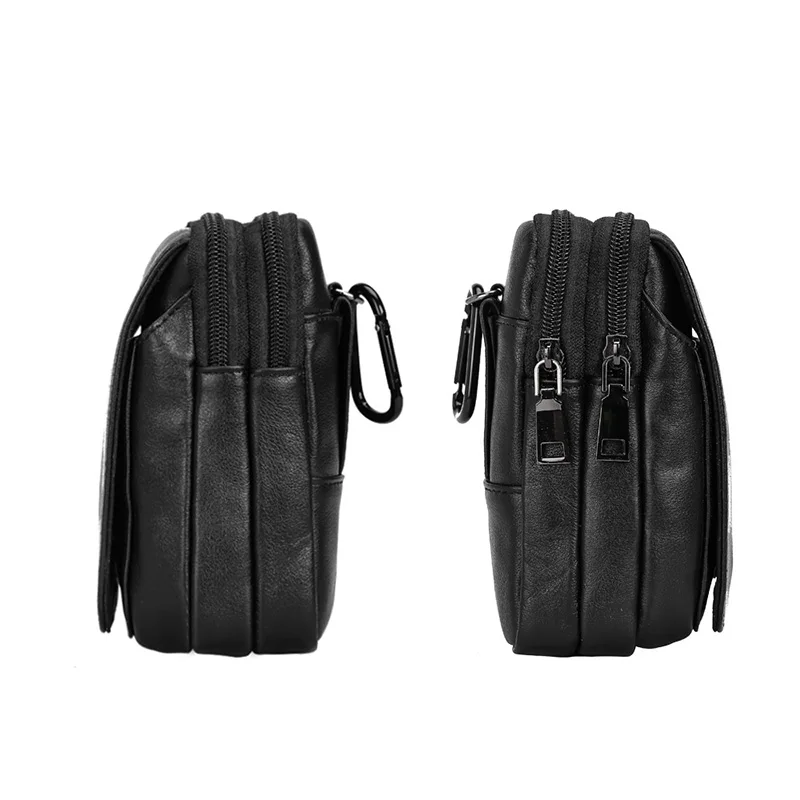 Black Men's Real Leather Fanny Waist Pack Sport Hiking Camping Belt Bag Pouch