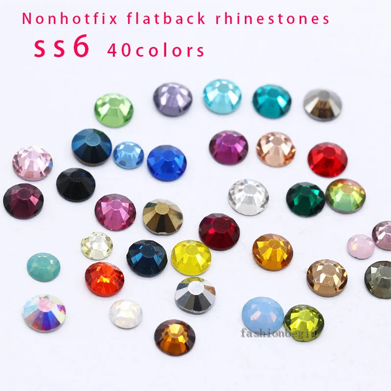 

Top Quality ss6 44-Colors silver Flatback Non-hotfix crystal rhinestone 3D Nail Art Decorations Super Glitter strass glass stone