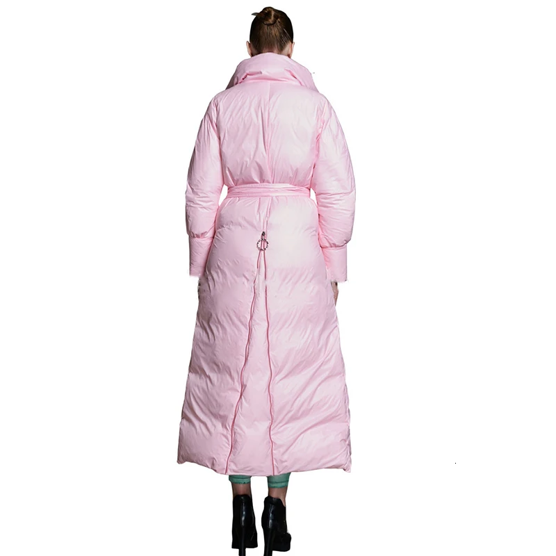 [EAM] Свободная приталенная куртка, большой размер, пуховик, новинка, воротник с отворотом, длинный рукав, теплая Женская парка, мода, Осень-зима, 1A356