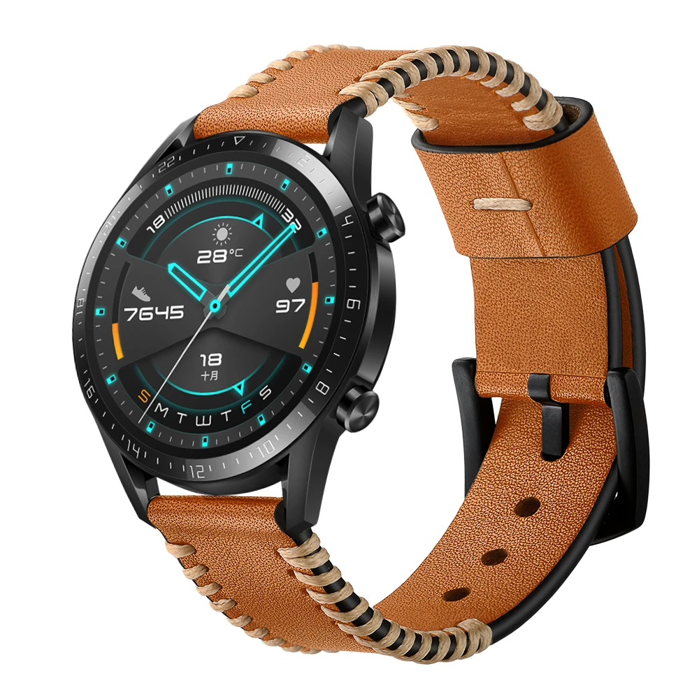 Ремешок из натуральной кожи для huawei GT 1 2 42 мм 46 мм/huawei watch 2 pro huami amazfit 1 2 GTR 47 мм Ремешки для наручных часов stra