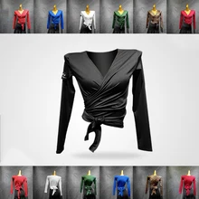 Топы Для латинских танцев молочный шелк женские осенние и зимние новые Бальные рубашки одежда с длинными рукавами Самба современные танцевальные Топы VDB1118