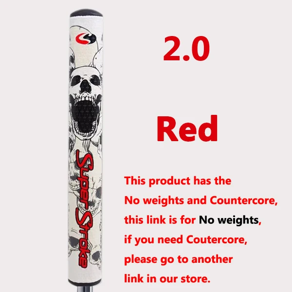 2.0No weights red Новинка супер Стро* череп 4 цвета клюшки тонкий 2,0/3,0 ручка 10 штук клюшки для гольфа без веса - Цвет: 2.0No weights red