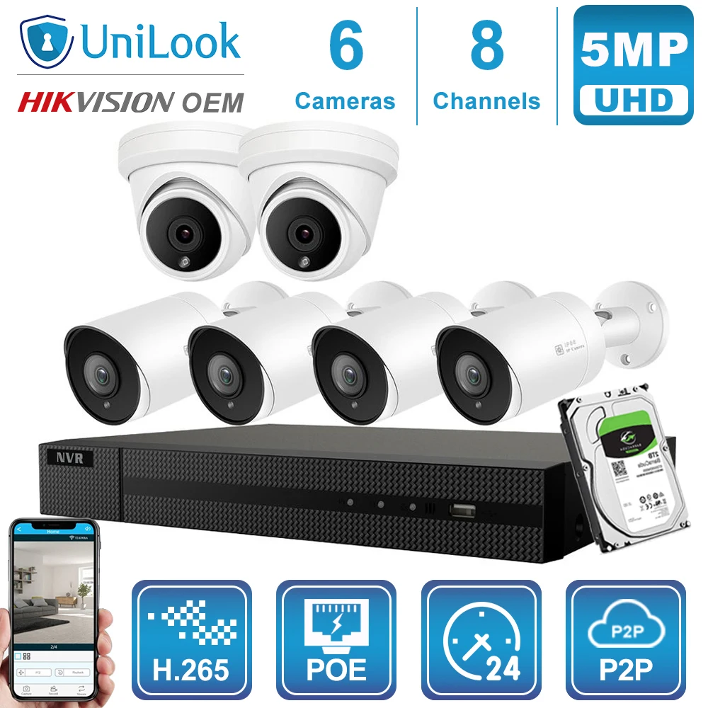 Hikvision OEM 8CH 4 к NVR 5MP купол/пулевые смешанные POE IP Камера 4/6/8 шт. комплект открытый системы безопасности CCTV NVR Kit с 1/2/4 ТБ HDD - Цвет: 2-Dome 4-Bullet kit