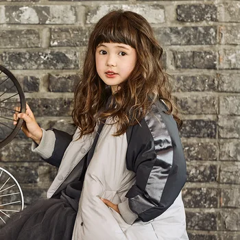 

5-16years Children's down Jacket Hoodless Girl's down Coat Thick Baseball Collar Middle and Large Children winter jacket