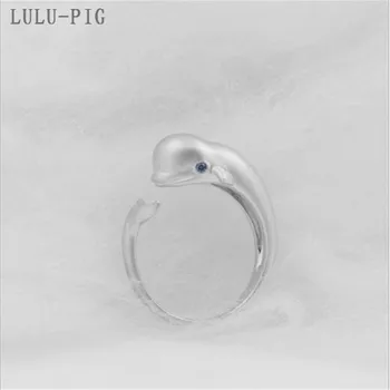 

LULU-PIG 925 silver ring Korean version of fashion original design beluga whale animal personality ring R0231