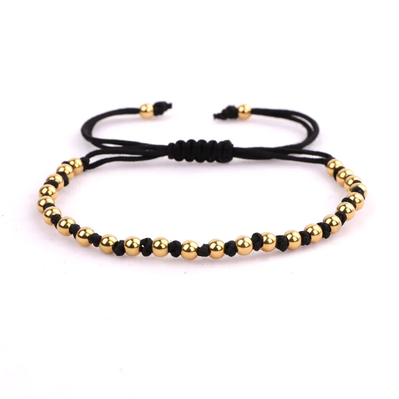 Fashion Beads Women Men Jewelry New Design Small 4mm Gold Stainless Steel Beads DIY Letters Inspired Bracelet Women Men