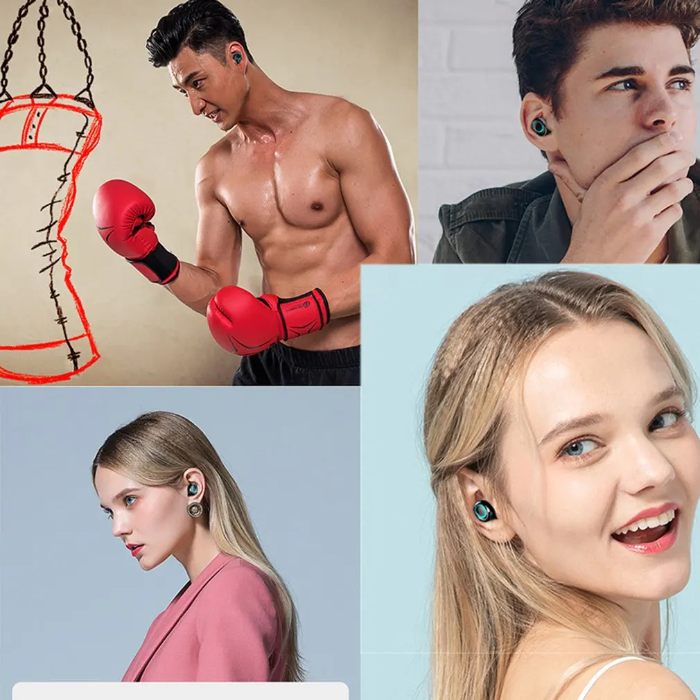 Wireless Headphones With Microphone Waterproof Earphones Hifi Stereo Noise Cancelling Headset Earbuds