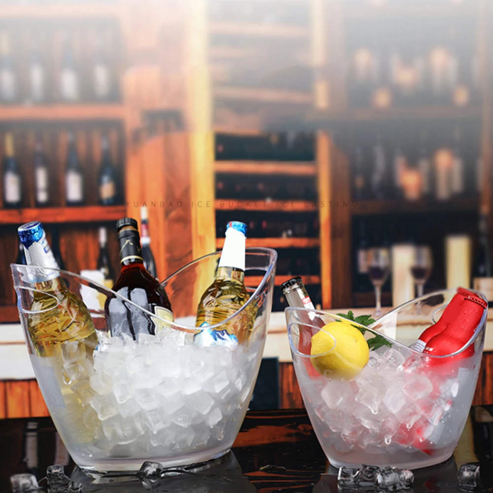 Kitchen Multifunctional Bar Non-toxic Large Capacity With Handle Champagne Wine Acrylic Ice Container Transparent Portable
