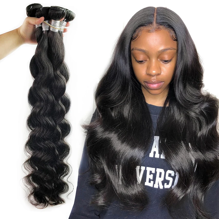 32 34 36 38 40 Inch Human Hair Bundles Body Wave Malaysia Hair Bundles