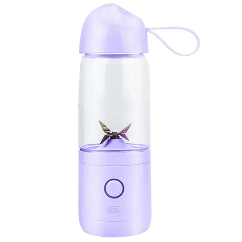 

550Ml Portable Electric Fruit Juicer Cup Mini Usb Rechargeable Stainless Steel Vegetable Lemon Citrus Juicer Blender Bottle-Purp
