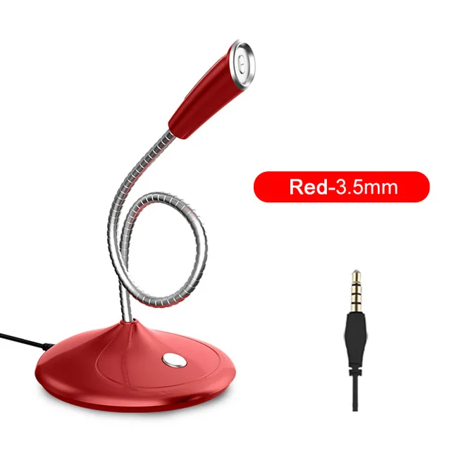 red-3.5mm Popu Pine компьютерный микрофон 360 ° регулируемый свободно игровой чат Студия микрофон USB микрофон ПК ноутбук Настольный - Цвет: red-3.5mm