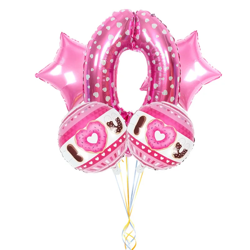 Детский набор из розовой фольги в виде пончика на день рождения украшение для