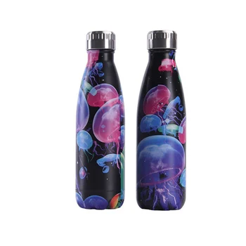 

Customized Jellyfish Printed Water Bottle Design Stainless Steel Thermos Flask Portable Gym Insulated Hot Cold Coffee Cup Travel